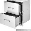 VEVOR Outdoor Kitchen Drawers, 17.8W x 20.2H x 12.2D Inch, Flush Mount Double BBQ Drawer, Stainless Steel BBQ Island with Handle, for Outdoor Kitchens or Patio Grill Station