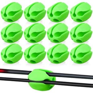 12 Pcs Portable Silicone Fishing Pole Rod Holder Clips Fixed Ball 5 Holes Rubber Fishing Pole Puller Clips Silicone Rod Holder Straps for Travel Ground Car Bike (Green)