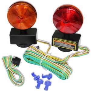 Magnetic Tow Lights | Red & Amber Double-Sided | DOT Approved | 20-Foot Wiring Harness | Scratch-Resistant | Powered by Accessory Outlet