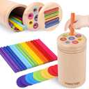 YHHYTOY Montessori Toys for 3 Year Old, Dual Play Wooden Educational Color Sorting Toy Toddler Preschool Learning Activities, Fine Motor Skills Sensory Toys for Toddlers 3-5 Girl Boy Birthday Gifts