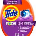Tide PODS laundry detergent pacs, 3-in-1 Stain Remover, Odor Fighter, Color Protector, 112 Count, HE compatible, Spring Meadow Scent