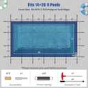 Inground Pool Cover Safety Fits Rectangle Swimming Pool, Mesh Solid Pool Cover for Inground Pools,Winter Pool Safety Cover Includes Safety Net and Installation Tools Blue (Blue, Fits 14x28ft Pools)