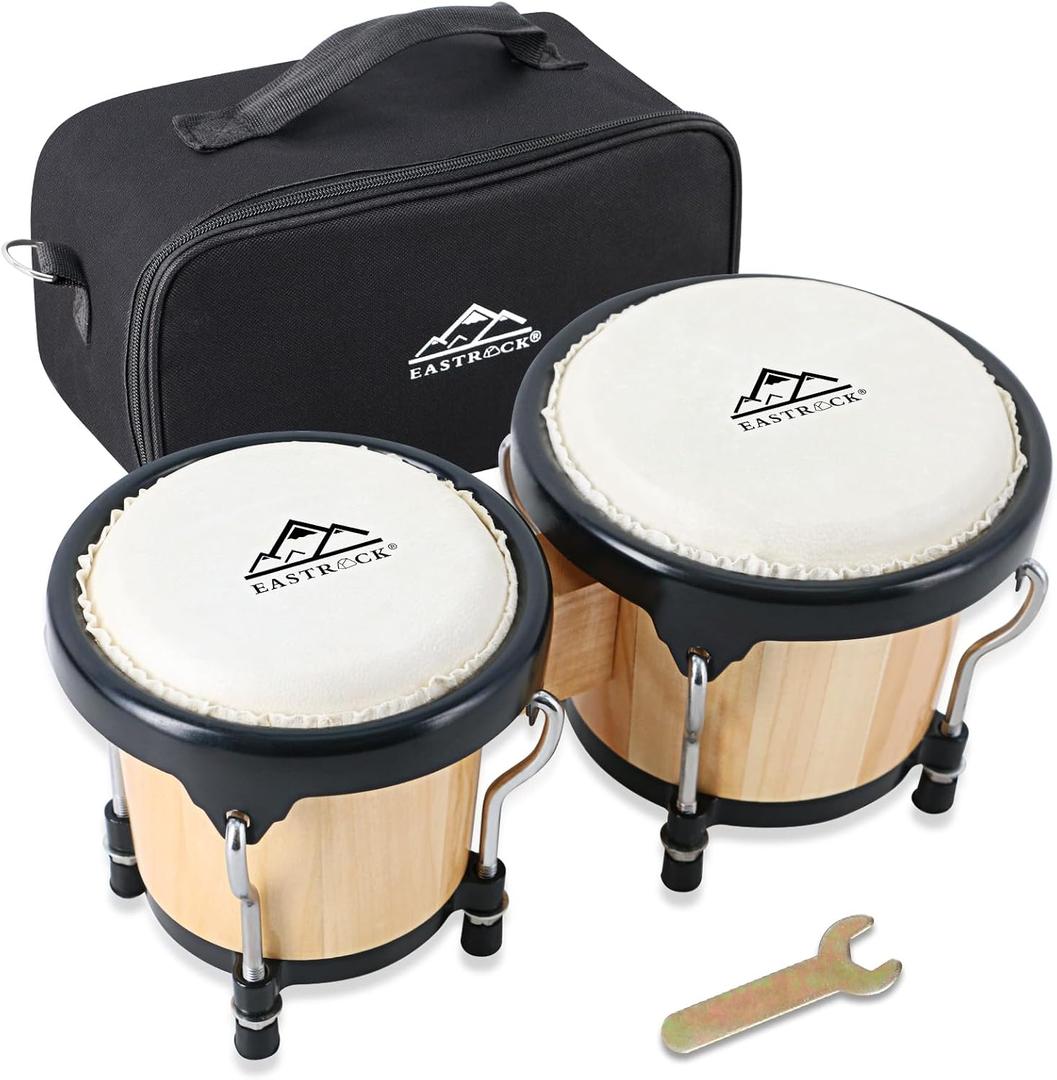 EastRock Bongo Drum 4 and 5 Set for Adults Kids Beginners Professionals Tunable Wood and Metal Drum Percussion Instruments With Tuning Wrench