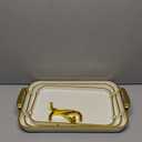 JEESA Set of 3 Serving Platters with Handles 16.5/15/13.2 Inch Large Party Serving Trays, Reusable Rectangular White Plastic Trays for Food, Dinner, Cookie, Cake, Turkey, Cheese, Fruit, Appetizer