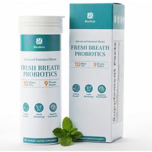 Oral Probiotics for Mouth Bad Breath, Fresh Breath Freshener, 60 Lozenges | 10 Billion CFU Supports Teeth & Gums Health, Dental Probiotic for Oral Health, Relieve Dry Mouth & Halitosis, Mint flavor (EXP 12/31/27)