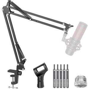 InnoGear Boom Arm Microphone Mic Stand for Blue Yeti HyperX QuadCast SoloCast Snowball Fifine Shure SM7B and other Mic, Medium (Black)