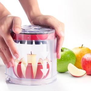 Apple Slicer and Corer,Heavy-Duty Stainless Steel Apple Cutter with 8 Slices,Quick Apples Divider for Apples,Pears,with Clear Catch Bowl,Appl e Cutter Slicer with Stand