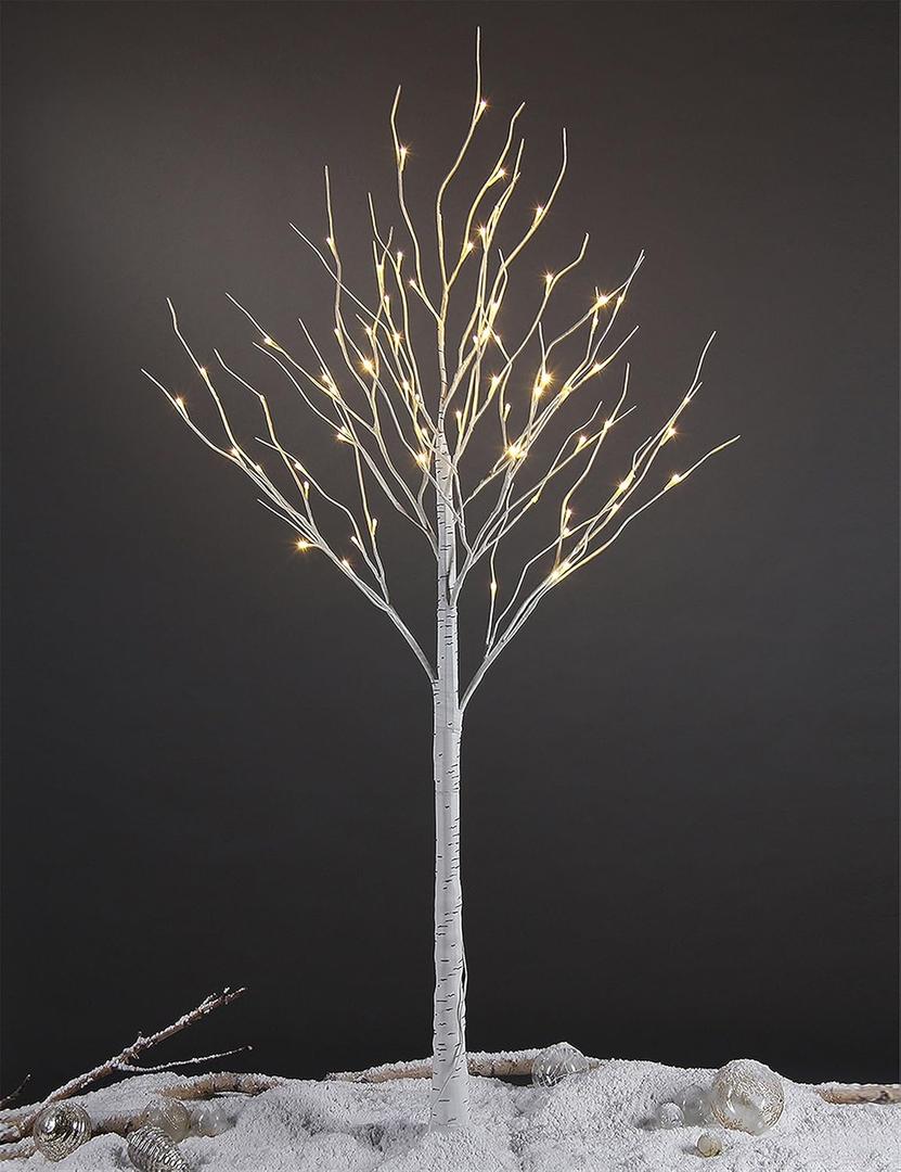 LIGHTSHARE 6 Feet Birch Tree, 72 LED Lights, Warm White, for Home, Festival, Party, and Christmas Decoration, Indoor and Outdoor Use