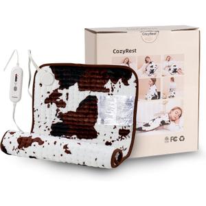 Cow Print Heating Pad 3317 inch, 3 Heat Levels Auto Shut Off, Fast Heating, Soft Electric Heating Pads for Back, Neck, Abdomen, Shoulder, Knee, Arms, Legs,Washable (Brown Highland Cow, XL)
