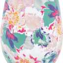 Mary Square 29284 Pink Peony Sorbet 8 ounce Glass Stemless Wine Tumbler Drinking Glass for Wine and Spirits
