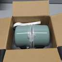 Wareland Soup Bowls with Handles & Spoons, 30oz Ceramic Ramen Bowl with Lid, Large Soup Mugs/Cups for Instant Noodle, Big Cereal Bowls for Oatmeal, Soup Containers with Lids, Set of 2, Teal Blue