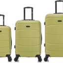 DUKAP SENSE 3-Piece Hardside Spinner Luggage Set Durable Zipper Green, 20, 24, 28 Inch