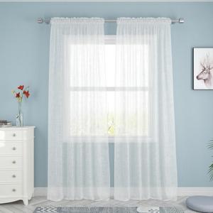 UPOPO White Sheer Curtains 92 inches Long Living Room Kitchen Dining Curtain Sheers 2 Panels Voile Transparent Bedroom Drapes Linen Textured Rod Pocket Window Treatment Set 42"X92"