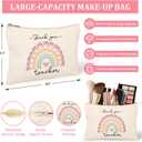 2 x AYGE Canvas Tote Bags & Cosmetic Bag, Christmas Gifts for Women, Travel Beach Bag Reusable Grocery Shopping Bag Makeup Bag