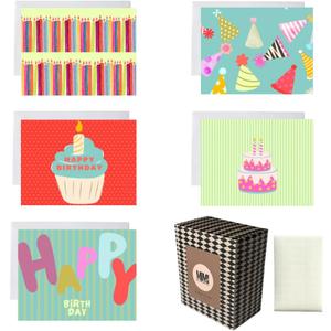 Premium Boxed Thank You Cards with Envelopes || 50 Count || 5 Modern Designer prints || Bulk Stationery Set for Clients, Weddings, Showers, Multi-Use || USA || Premium cardstock (Birthday)