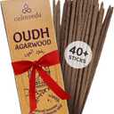 Mystic Oud Agarwood Incense Sticks - (40+Sticks, 9 inch) Thick Natural Resin Incenses Made from Assam Oudh Chips, Clean Charcoal Free | Infuse Luxury with These Exotic Oud Incense (Burn Time 45+ mins)