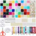 BeadRiver 2005PCS 60 Colors Glass Beads for Jewelry Making 8mm Glass Beads for Bracelets Making Kit for DIY Crafts Gifts Suitable for Women Adults Birthday Party