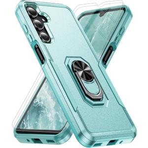 for Samsung Galaxy A16 5G Phone Case [15 FT Military Grade Drop Protection] with 2X Tempered Glass Screen Protector, Heavy-Duty Shockproof Magnetic Kickstand Case for Samsung Galaxy A16 5G (Green)