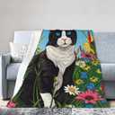 Cute Tuxedo Cat Blanket 50"x60", Cute Black and White Cat Throw Blankets, Gifts for Women Girls Kids, Soft Lightweight Fleece for Sofa Room Couch Bed Travel Modern Decor