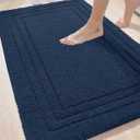 DEXI Bathroom Rug 43x24, Ultra Soft Absorbent Bath Mats for Bathroom, Shower Floor Bathmat Non Slip, Washable Bath Rugs Carpet for Tub, Sink, Navy