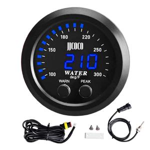 Universal 52mm Water Temperature Gauge with Alarm and 1/8 Npt Sensor Car Digital Meter Blue Display Temp 100-300F(38-150C)