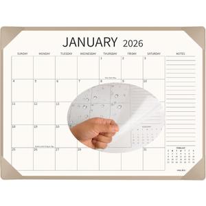 Desk Calendar 2026-2027 Large 22x17 inch, January 2026 to June 2027, 18 Months Big Desk Pad Calendar with Desktop Mat and Plastic Cover for Home Office School Planning, Apricot