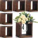 6 Pack Wooden Boxes for Centerpieces Wood Cube Planter Box Rustic Wood Square Vase Holder for Centerpieces Home Wedding Garden Decor