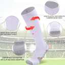 2 x Men's football socks, knee high running pressure socks, training sports performance socks (1 Pair) (White)