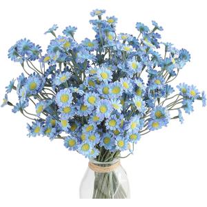 Floroom 24pcs Dusty Blue Small Artificial Flowers Faux Silk Daisies Fake Wildflowers with Stems for DIY Wedding Bouquets Floral Arrangements Party Decor Centerpieces Decorations (Vase Not Included)