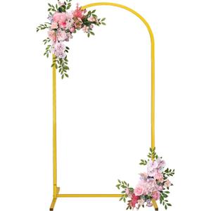 Fivenl Arch Backdrop Stand 6FT Balloon Arch Stand Stable Gold Wedding Arch Frame Metal Arch Backdrop Stand for Wedding Ceremony Birthday Party Bridal Baby Shower Banquet Decoration