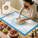 Non Stick Silicone Pastry Mat, Macaron Silicone Baking Mat for Making Pizza Cookie Bread, Pie Crust Oven Liner, Mat Non-Slip Fondant Mat Extra Large 32" x 24" (Blue)