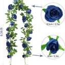 Felice Arts 2 Pack Royal Blue Artificial Rose Vine Each 6.5FT Fake Flower Garland Hanging Rose Garland for Wedding Flowers Table Arrangement Birthday Ceremony Room Graduation Decor
