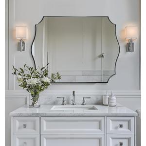 ANDY STAR Chrome Bathroom Mirror, 30x40 Inch Large Polished Chrome Mirror, Rectangle Mirror for Bathroom with Unique Wavy Design Ideal for Home Decor, Rust-Proof Stainless Steel 1 Frame