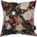 Beabes Roses Throw Pillow Covers, Vintage Blossom Red White Rose Flowers Accent Pillow Case Cushion Cover for Bedroom/Livingroom/Sofa/Farm House Cotton Linen Pillowcases 18" x 18"