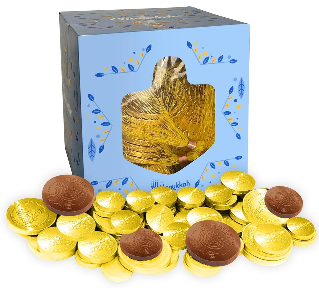 The Hanukkah Company Chocolate Gelt Gold Coins In Mesh Bag, Milk Chocolate Coins, OUD Kosher Certified (10 Mesh Bags), Best By: 01/12/2026