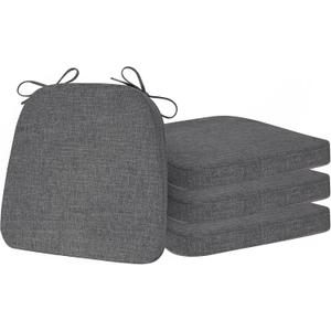 ELFJOY Chair Cushions for Dining Chairs Kitchen Chair Cushions U Shape Non Slip Chair Pads Set of 4 Seat Cushions with Ties Indoor 16.7" x 16" Beige