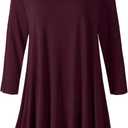 LARACE Plus Size Tops for Women 3/4 Sleeve Shirts Tunic Tops Loose Fit Basic Lady Clothes (4x-Large, Burgundy)