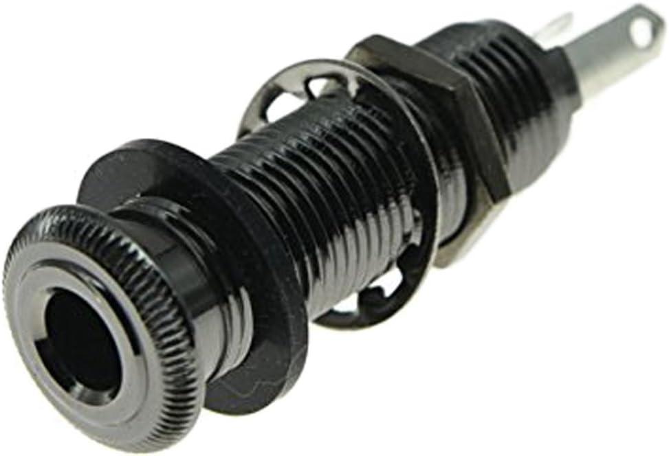 KAISH Stereo Copper Guitar Bass 1/4" Barrel Jack Cylinder Input Output Jacks with 4 Pins Stereo or Mono Jack Black Nickel