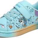 GEERX Toddler Girl Shoe Lightweight Casual Adjustable Strap Cute Unicorn Sneaker Comfortable for Walking Running (Infant/Toddler/Little Kid) (Blue)