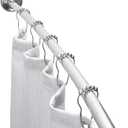 Bath Bliss Curved Shower Rod | Adjustable 44"-78" Inch | Bathroom Shower Curtain and Liner Rod | 33% More Space | Wall Mounted | Easy Installation | Aluminum