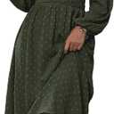 Womens Long Sleeve Dresses Maxi Wedding Guest Dresses (Green, L)