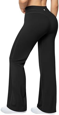 OQQ Yoga Pants Women High Waist Casual Soft Crossover Straight Leg Medium, Black