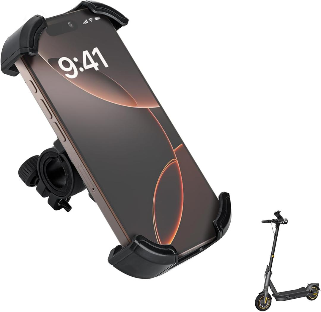 Phone Holder Compatible with Segway Ninebot-for Scooter,Bike,and Motorcycle,Shockproof and Anti-Shake,Handlebar Clamp,Black