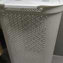 Mind Reader Slim Laundry Hamper with Lid, 60L Clothes Basket, Ventilated Plastic, 17.25"L x 13.75"W x 23.5"H, White