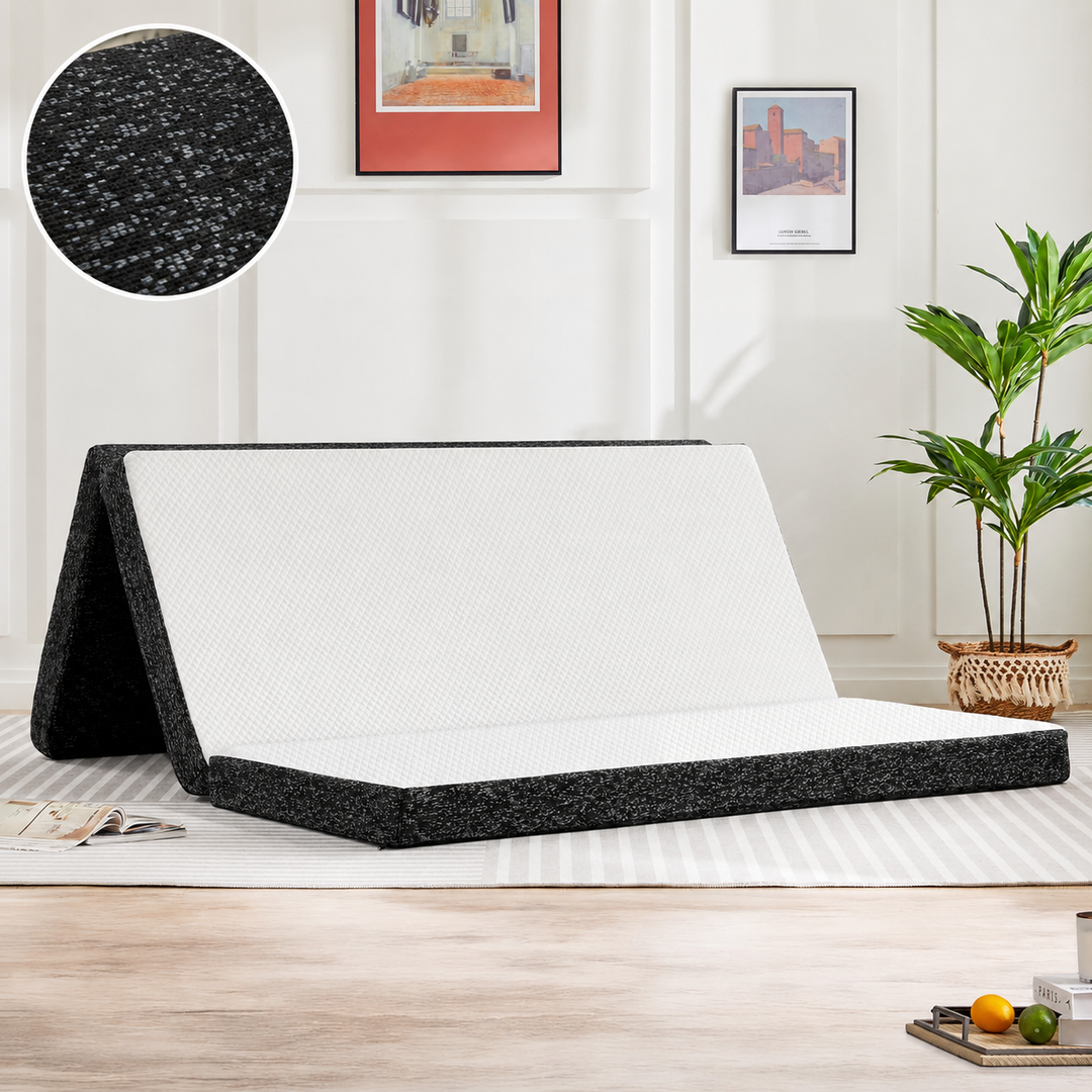 Tri-Fold Memory Foam Mattress - 4 inch Full Foldable Mattress with Collapsible and Washable Cover, Portable Floor Bed with CertiPUR-US Certified, for Travel & Yoga, Guest Mat