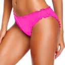 Tempt Me Women Twist Bikini Bottom Moderate High Cut Bathing Suit Bottoms Ruched Swimsuit Bottom (L)