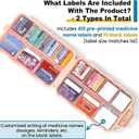 14 Grids Travel Pill Organizer Box with 415-Pcs Medicine Name Labels - Pocket Daily Pharmacy Case Container Kit - Travel Medication Holder Dispenser for Fish Oil Vitamin Supplement Storage - Pink
