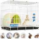 Small Animal Cage Indoor, Hamster Cage with Water Bottle & Food Bowl & Washable Small Nest, Guinea Pig Cage for Ferret, Chinchilla, Bunny, Kitten, Hedgehog, Squirrel, Rat, Rabbit