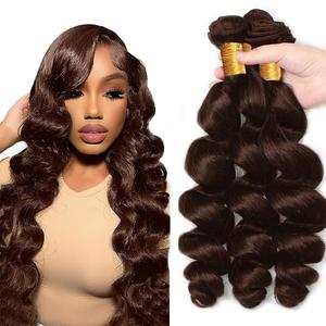 #4 Brown Bundles Human Hair Loose Deep Wave Bundles Human Hair 24 26 28 Inch NerriHou Unprocessed Brazilian Virgin Hair Dark Brown Loose Wave Bundle Human Hair Extensions 3 Bundle 50 Gram Per Bundle