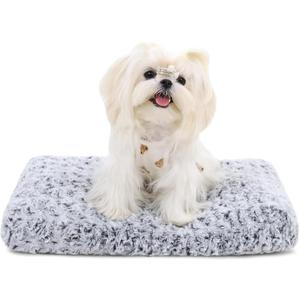 KSIIA Washable Dog Bed Deluxe Plush Dog Crate Beds Comfy Kennel Pad Anti-Slip Pet Sleeping Mat for Large, Jumbo, Medium, Small Dogs Breeds, 21" x 13", Gray (Grey)